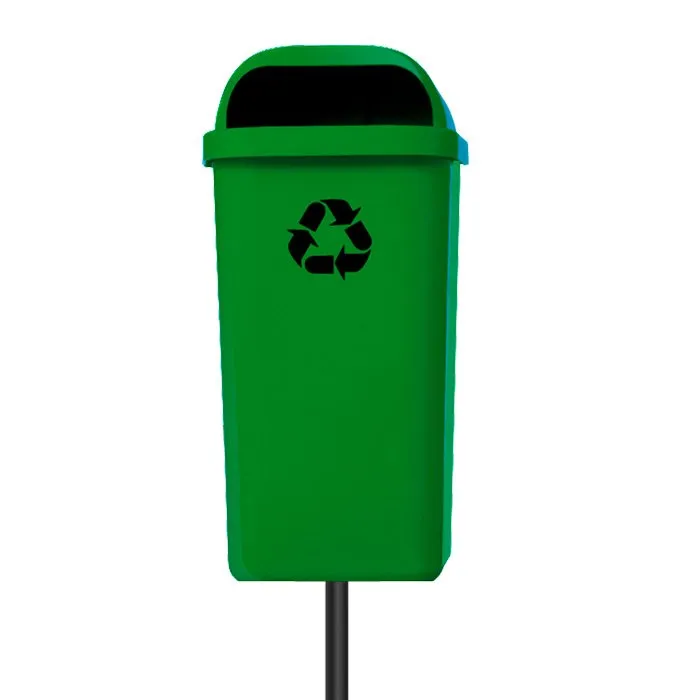 Lixeira Papeleira  Gruplast Com Poste 50 Litros Verde Imagem