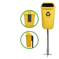 Lixeira Papeleira  Gruplast Com Poste 50 Litros Cinza - Foto 2