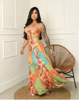 Conjunto Saia rodada longa e Cropped Laço - Estampa Exclusiva - Foto 2