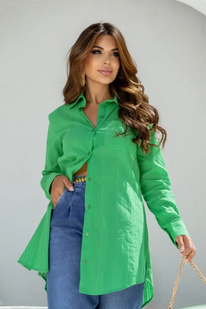 Chemise Texturizada Revanche Feminina Verde