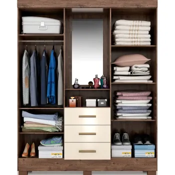 Guarda Roupa Emily 04 Portas 03 Gavetas ACP Café/Off White - Foto 2