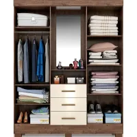 Guarda Roupa Emily 04 Portas 03 Gavetas ACP Café/Off White - Foto 2