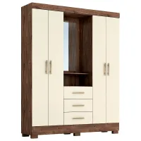Guarda Roupa Emily 04 Portas 03 Gavetas ACP Café/Off White - Foto 3