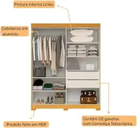 Guarda Roupa Helena 02 Portas Deslizante 100% MDF ACP - Foto 5