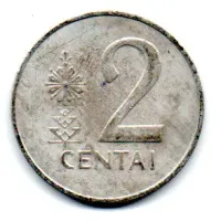 Lituânia - 1991 - 2 Centai - Foto 2