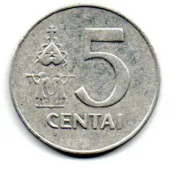 Lituânia - 1991 - 5 Centai - Foto 2