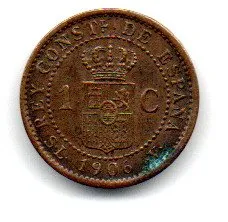 Espanha - 1906 - 1 Céntimo - 15,5mm