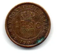Espanha - 1906 - 1 Céntimo - 15,5mm