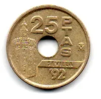 Espanha - 1992 - 25 Pesetas - Sevilla - Foto 2