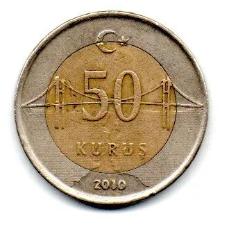 Turquia - 2010 - 50 Kurus - C/ Danos