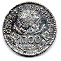 1913 - 1000 Réis - Estrelas Soltas - Prata .900 - Aprox. 10g - 26mm - Moeda Brasil - Polida - Foto 2