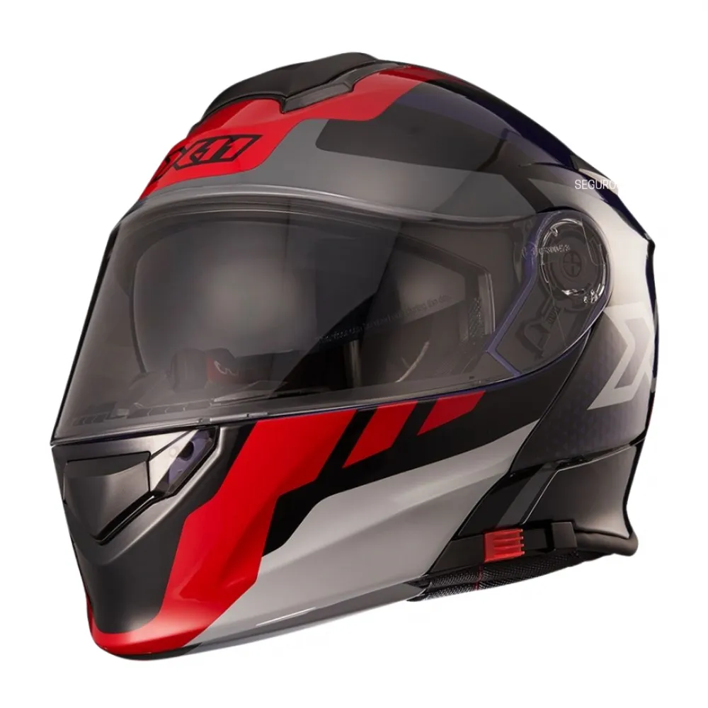 Capacete X 11 Turner Prisma articulado Azul Vermelho Imagem