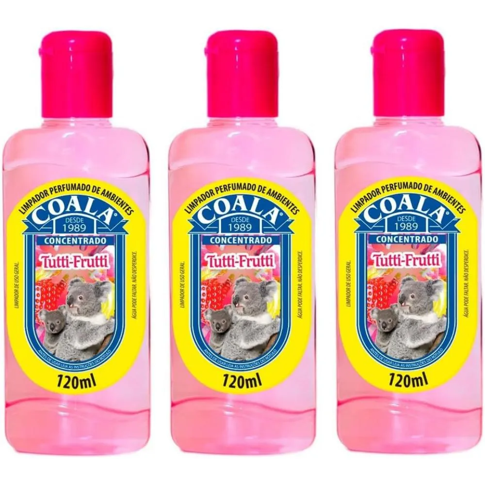 Kit 3 Desinfetante Concentrado de Ambiente Coala Tutti Frutti 120ML