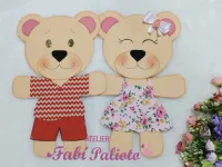 G1.510  Gabarito de Moldes em MDF Casal em Pé 40cm - Coleção Ursos Encantados - Foto 2