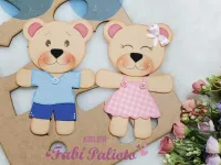 G1.511  Gabarito de Moldes em MDF Casal em Pé 20 cm - Coleção Ursos Encantados