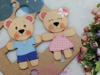 G1.511  Gabarito de Moldes em MDF Casal em Pé 20 cm - Coleção Ursos Encantados - Foto 2