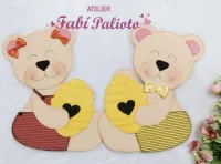 G1.513  Gabarito de Moldes em MDF Casal Sentado 34cm - Coleção Ursos Encantados - Foto 3