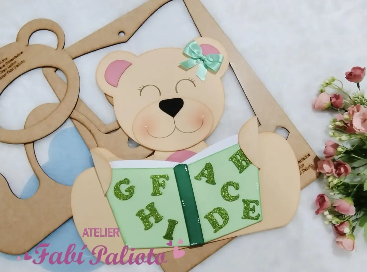 G1.514  Gabarito de Moldes em MDF Urso Leitor - Coleção Ursos Encantados