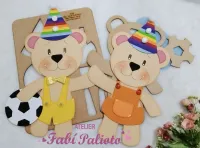 G1.515  Gabarito de Moldes em MDF Casal Festeiro 45cm  - Coleção Ursos Encantados