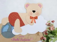 G1.518  Gabarito de Moldes em MDF Urso Deitado 47 cm   - Coleção Ursos Encantados