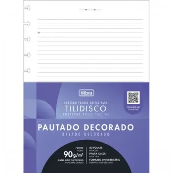 Refil p/ Tilidisco Universitário Pautado Decorado 80F