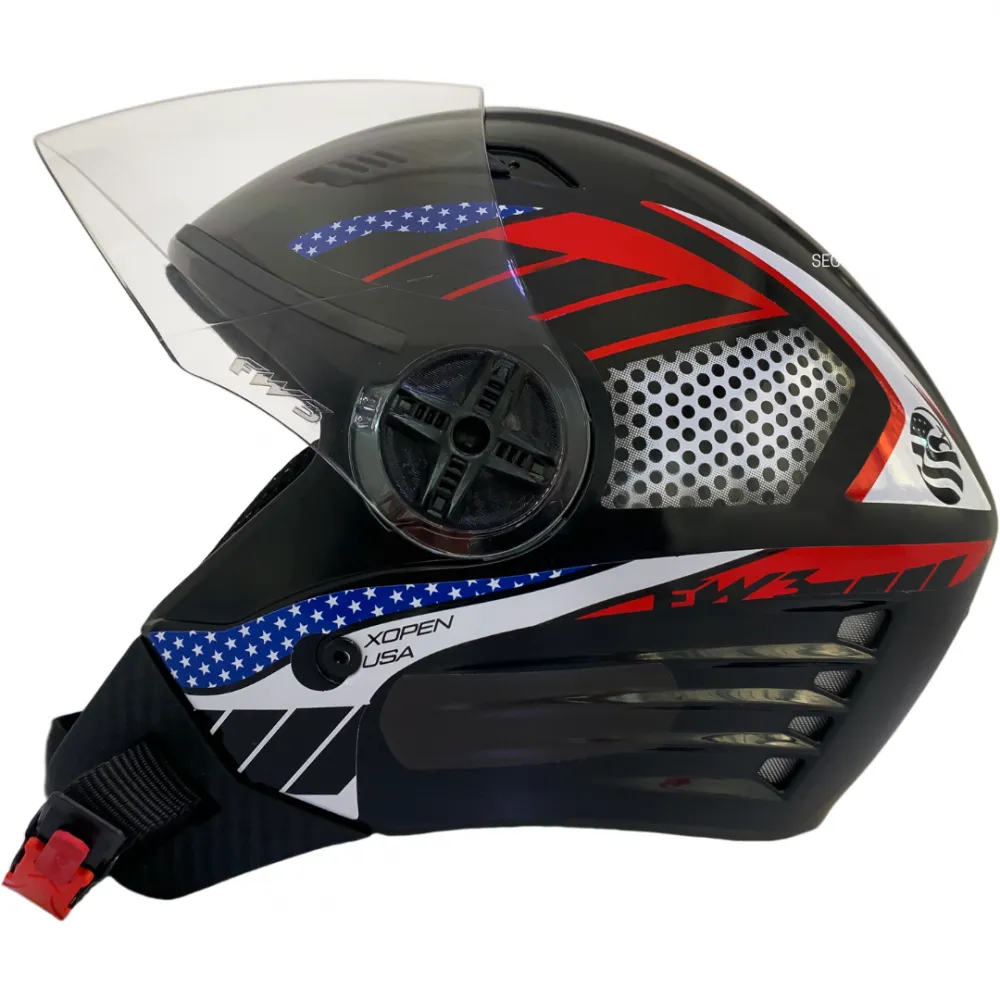 Capacete FW3  X Open Paises USA Preto 