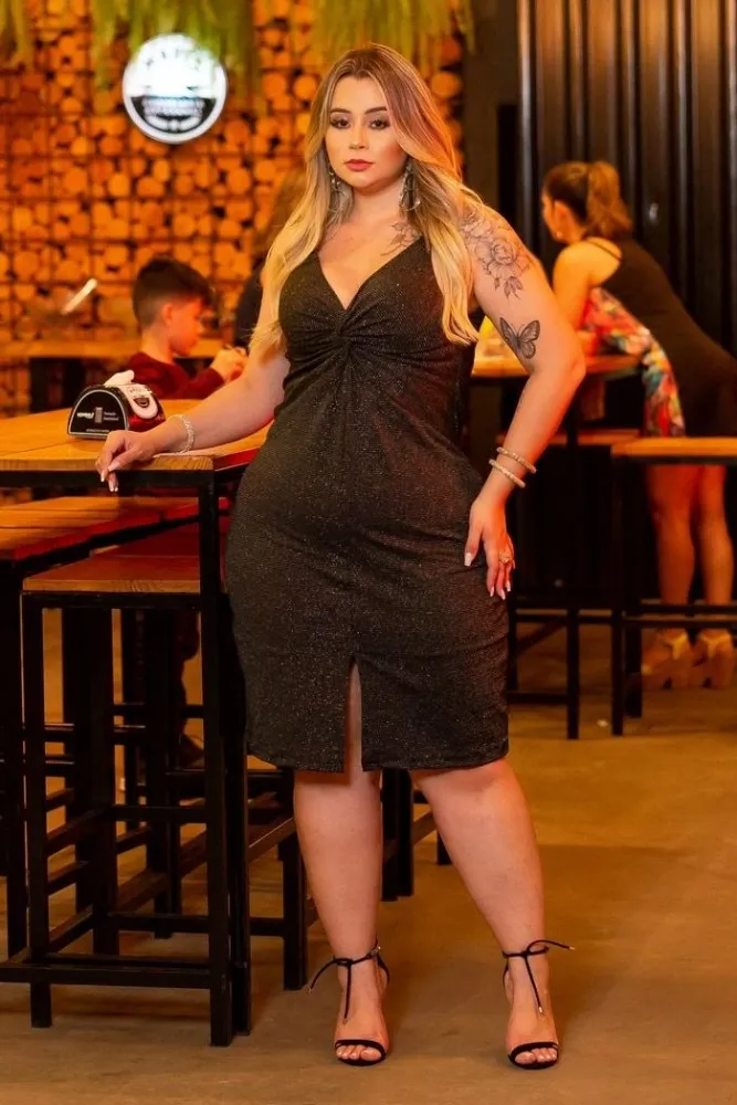 Vestido Lurex Preto Imagem