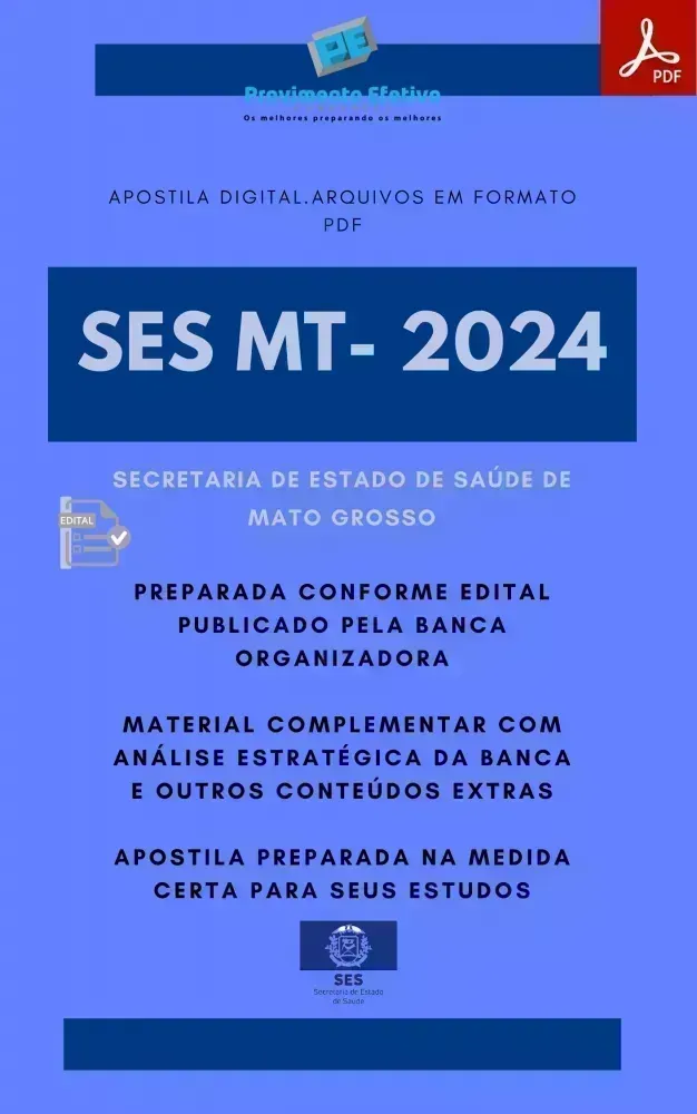  Apostila SES MT  Fonoaudiólogo Ano 2024 Imagem