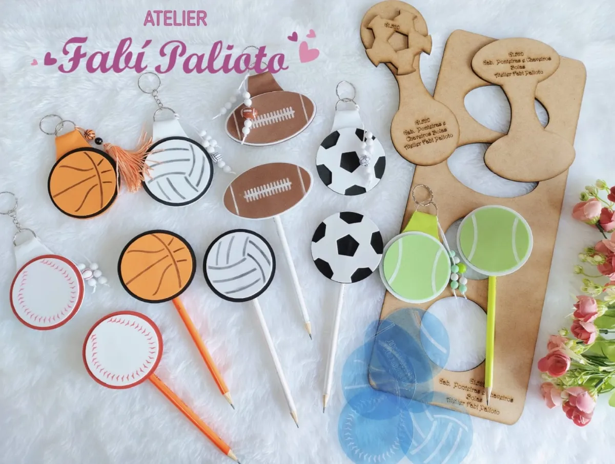 G1.520 Gabarito de Moldes  em MDF  Ponteira e Chaveiro Bolas