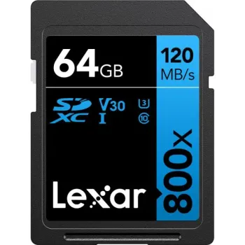 Cartão SD Lexar Blue 64GB 120MB/s V30 4K
