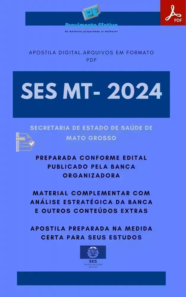  Apostila SES MT  Médico do Trabalho Ano 2024