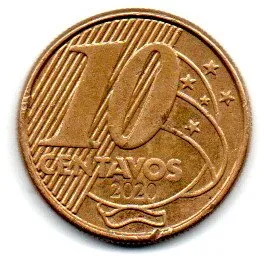 2020 - 10 Centavos - Moeda Brasil - Estado de Conservação: Muito Bem Conservada (MBC)
