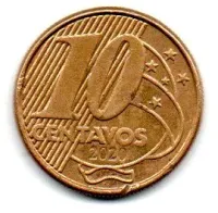 2020 - 10 Centavos - Moeda Brasil - Estado de Conservação: Muito Bem Conservada (MBC)