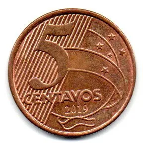 2019 - 5 Centavos - Moeda Brasil - Estado de Conservação: Muito Bem Conservada (MBC)