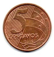 2019 - 5 Centavos - Moeda Brasil - Estado de Conservação: Muito Bem Conservada (MBC)