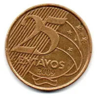 2009 - 25 Centavos - Moeda Brasil - Estado de Conservação: Muito Bem Conservada (MBC)