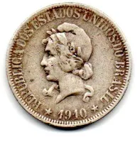 1910 - 1000 Réis - Prata .900 - Aprox 10g - 26mm - Moeda Brasil