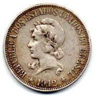 1912 - 1000 Réis - Prata .900 - Aprox 10g - 26mm - Moeda Brasil