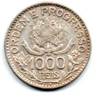1913 - 1000 Réis - Estrelas Soltas - Prata .900 - Aprox 10g - 26mm - Moeda Brasil - Foto 2