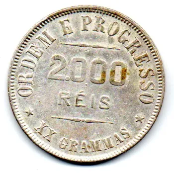 1908 - 2000 Réis - Prata .900 - Aprox 20g - 33mm - Moeda Brasil - Foto 2