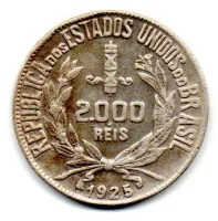 1925 - 2000 Réis - Mocinha - Prata .500 - Aprox 8g - 26mm - Moeda Brasil