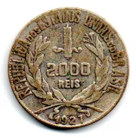 1927 - 2000 Réis - Mocinha - Prata .500 - Aprox 8g - 26mm - Moeda Brasil
