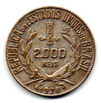 1928 - 2000 Réis - Mocinha - Prata .500 - Aprox 8g - 26mm - Moeda Brasil