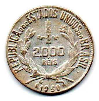 1930 - 2000 Réis - Mocinha - Prata .500 - Aprox 8g - 26mm - Moeda Brasil