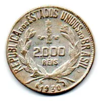 1930 - 2000 Réis - Mocinha - Prata .500 - Aprox 8g - 26mm - Moeda Brasil