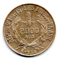 1934 - 2000 Réis - Mocinha - Prata .500 - Aprox 8g - 26mm - Moeda Brasil