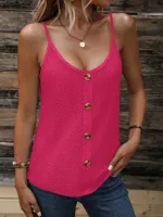SHEIN LUNE Sólido Botão Frontal Top Cami - Foto 3