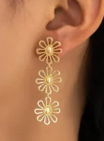2 peças Brincos pendentes flor - Foto 5