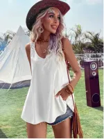 SHEIN VCAY Blusa sem mangas sólido crochê contraste - Foto 2