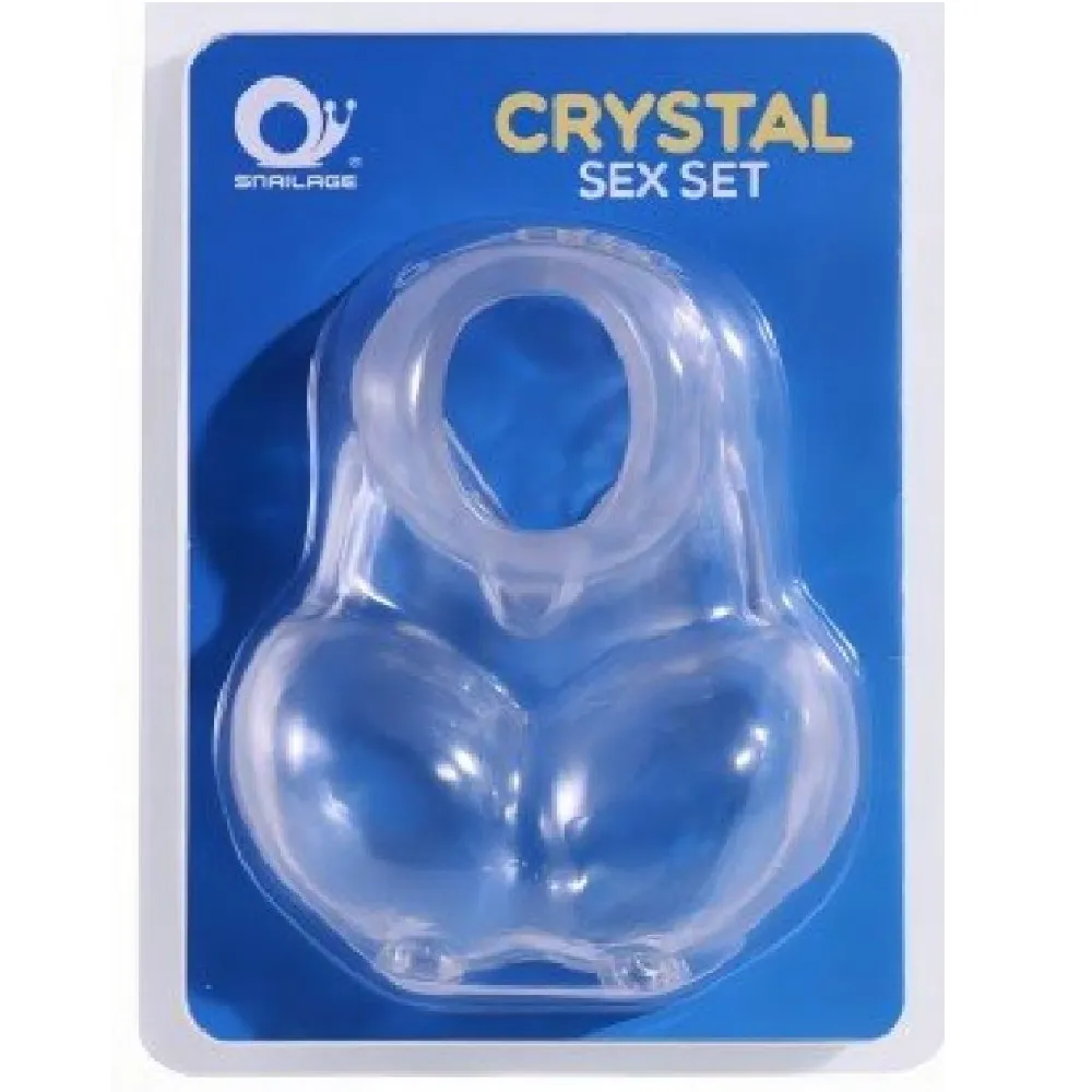 ANEL PENIANO PARA PÊNIS E ESCROTO, CRYSTAL SEX SET TRANSPARENTE.                                               LIBYSEXSHOP Imagem